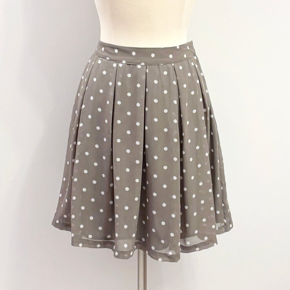 H&M warm gray sheer polka dot a-line skirt size US 8